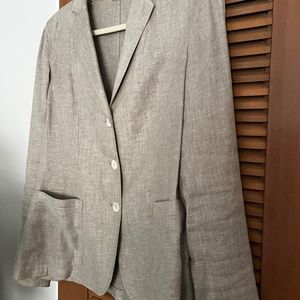Theory Tan Linen Suit jacket